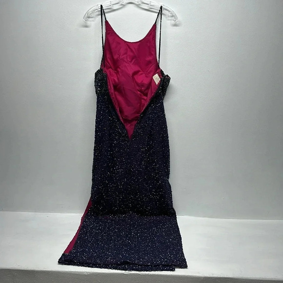 Cache Maxi Gown Dress 100% Silk Slip Beaded Pink Purple Formal 90s Y2K Small - Picture 8 of 17